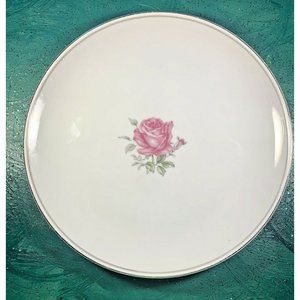 Imperial Rose Fine China Dinner 10" Plate #6702 White w/ Silver Trim Japan ~YaY!